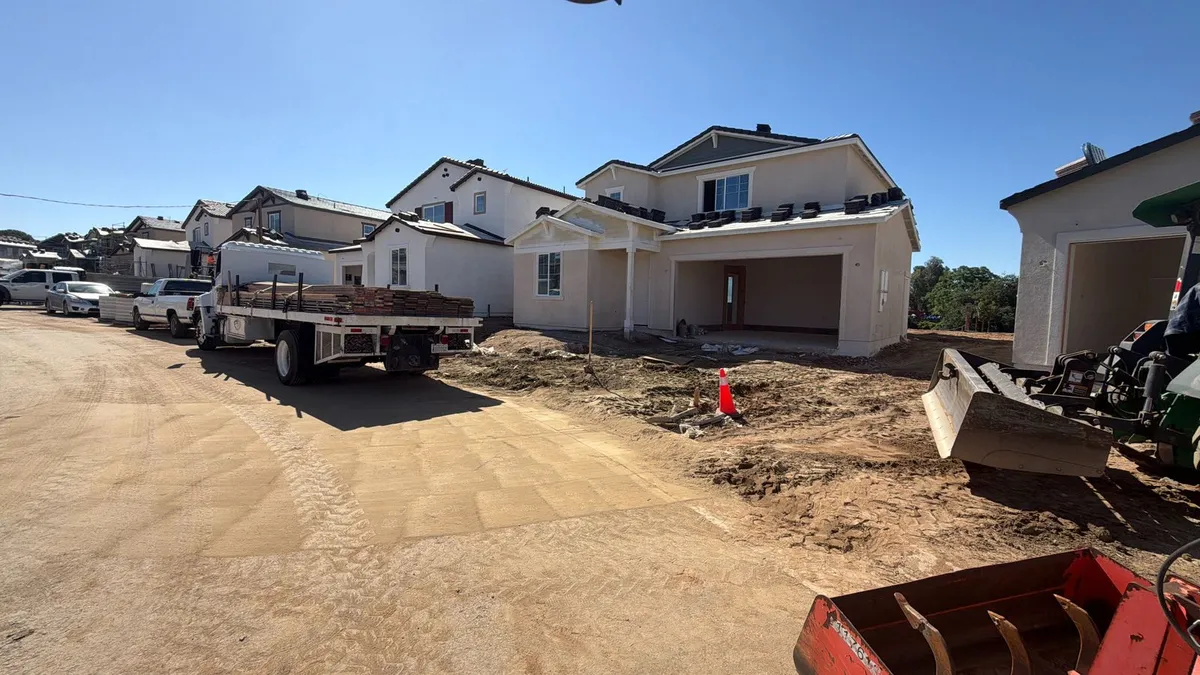 Drone view of homes under construction